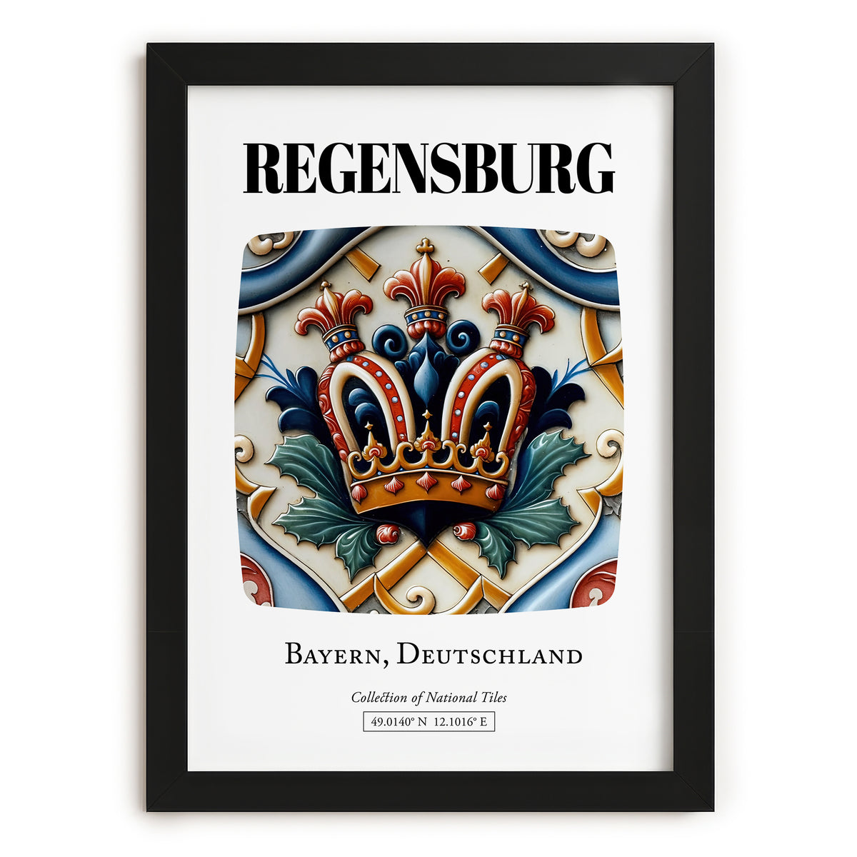 Regensburg, Germany – Travel Wall Art, in sleek black frame