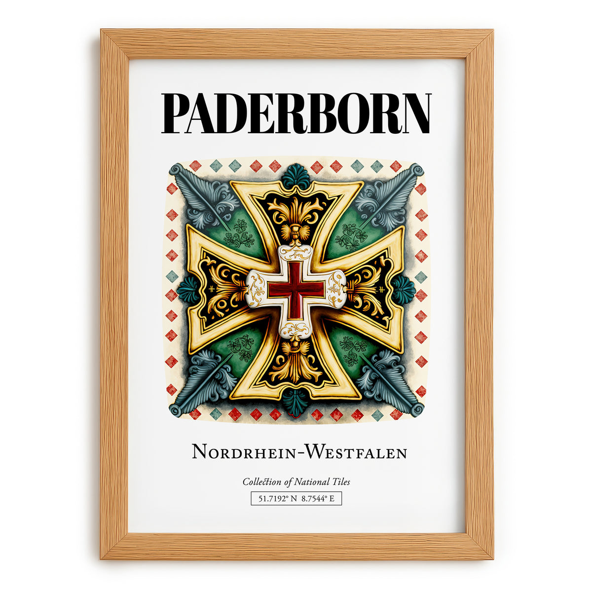 Paderborn, Germany – Country Culture Poster, set in oak frame