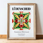 Lüdenscheid, Germany – Travel Poster, in wooden frame leaning on the floor
