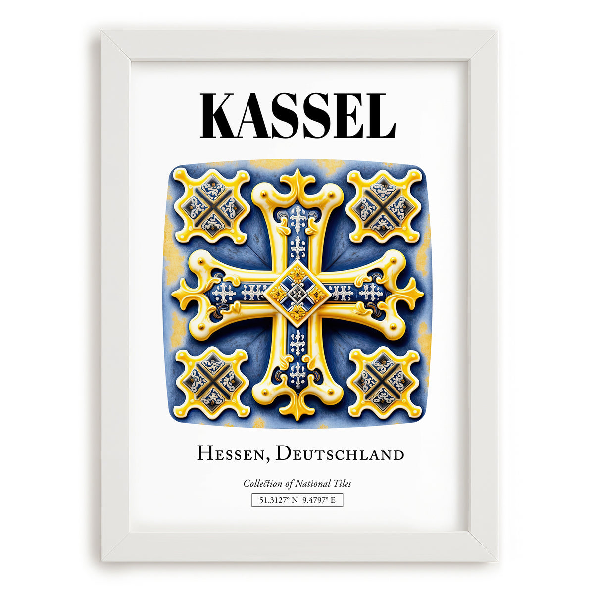 Kassel, Germany – Cultural Heritage Wall Art, placed in minimal white frame