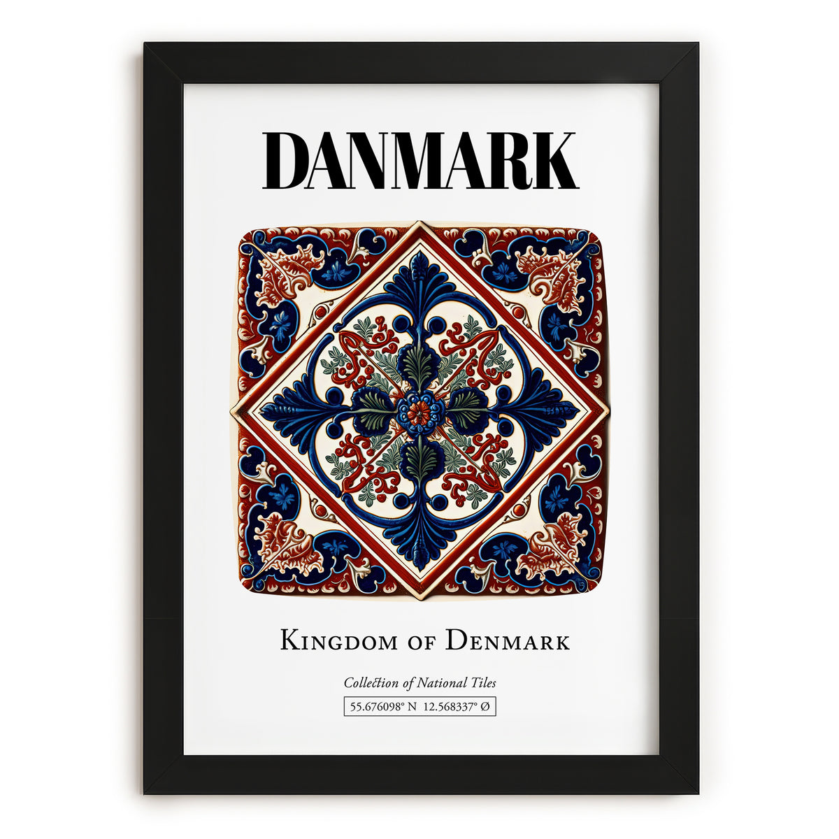 Danmark, Denmark – World Heritage Travel Poster, in sleek black frame