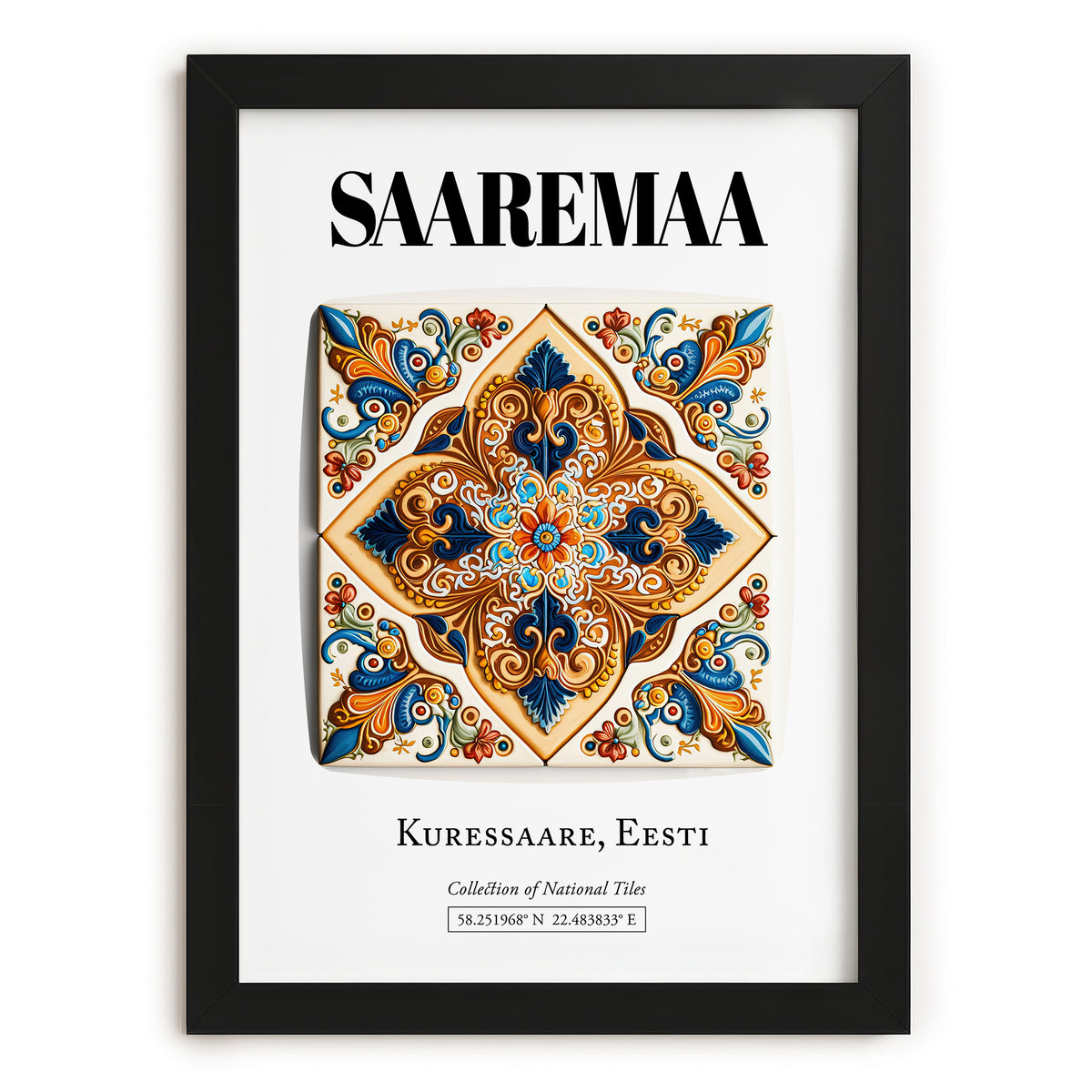 Kuressaare, Estonia – Tourist Destination Poster, in sleek black frame