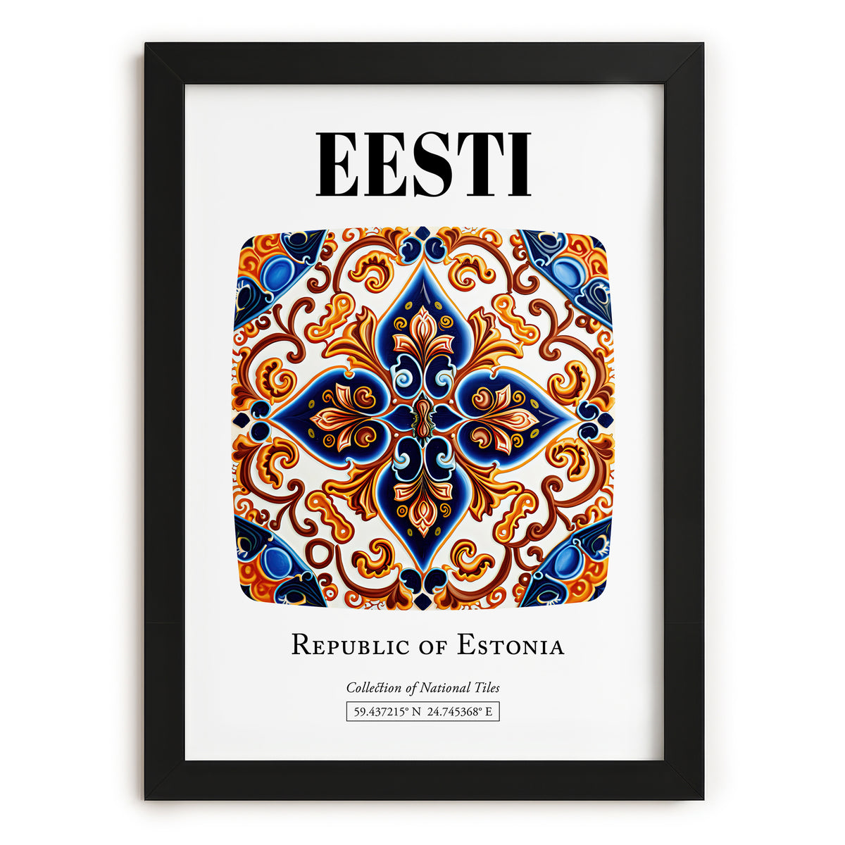 Eesti, Estonia – Travel Print, in sleek black frame