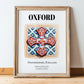 Oxford, England – Travel Poster, in wooden frame leaning on the floor