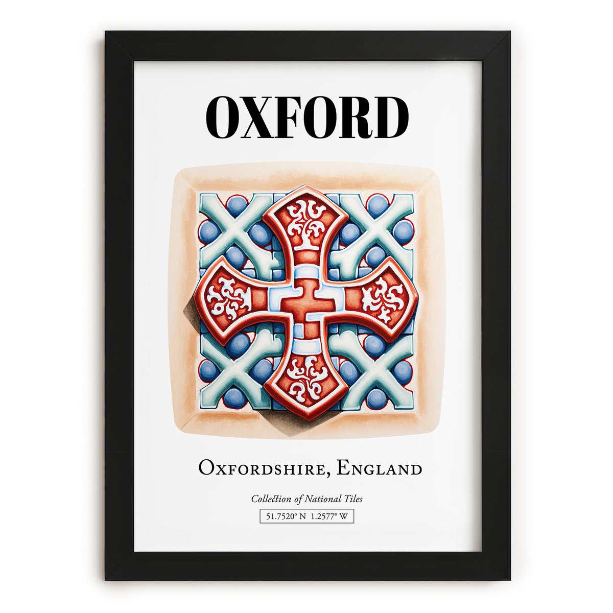 Oxford, England – Travel Poster, in sleek black frame