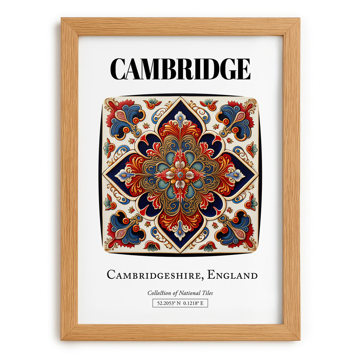 Cambridge, England – Travel Poster, set in oak frame