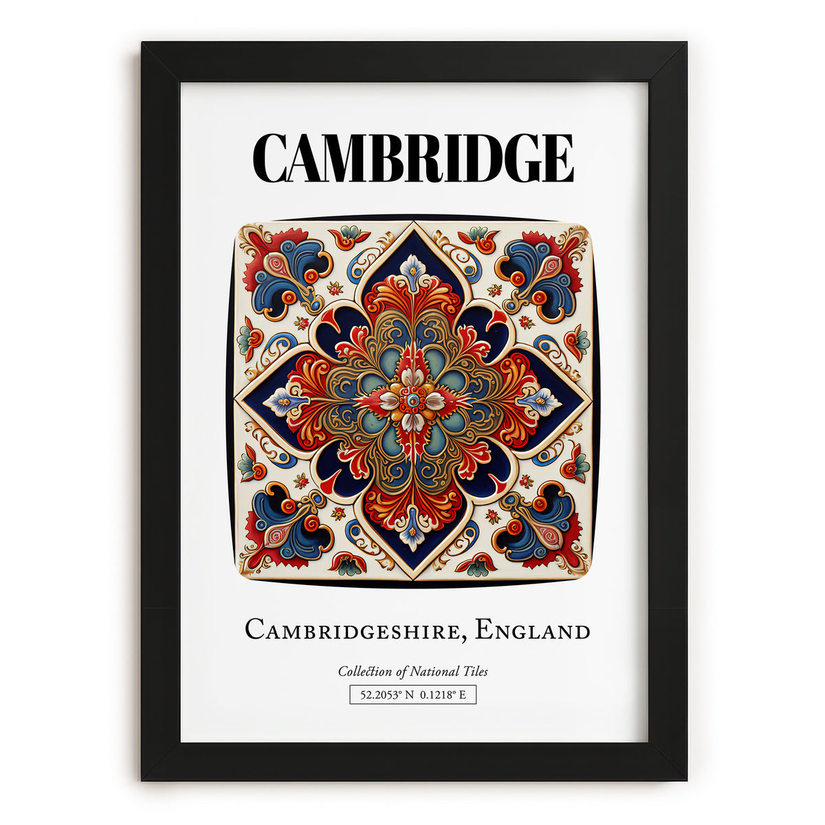 Cambridge, England – Travel Poster, in sleek black frame