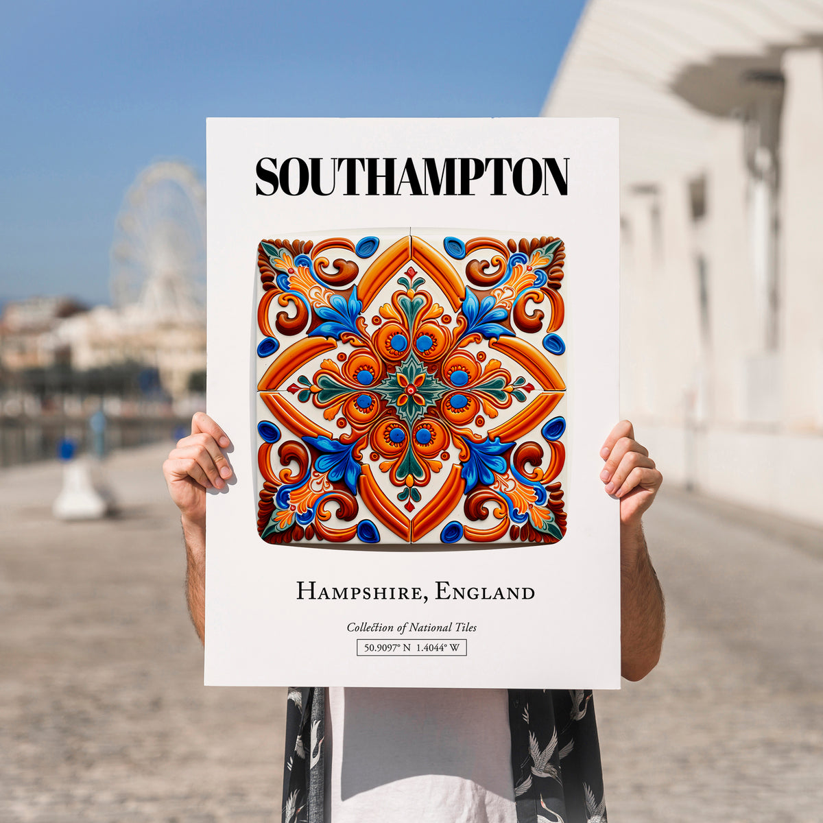 Southampton, England – Minimalist Travel Print, no-text version framed in wood