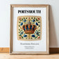 Portsmouth, England – Travel Poster, in wooden frame leaning on the floor