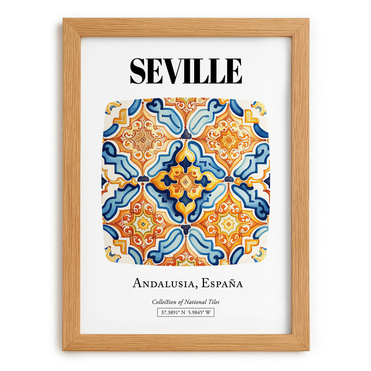 Seville, Spain – Travel Poster, set in oak frame