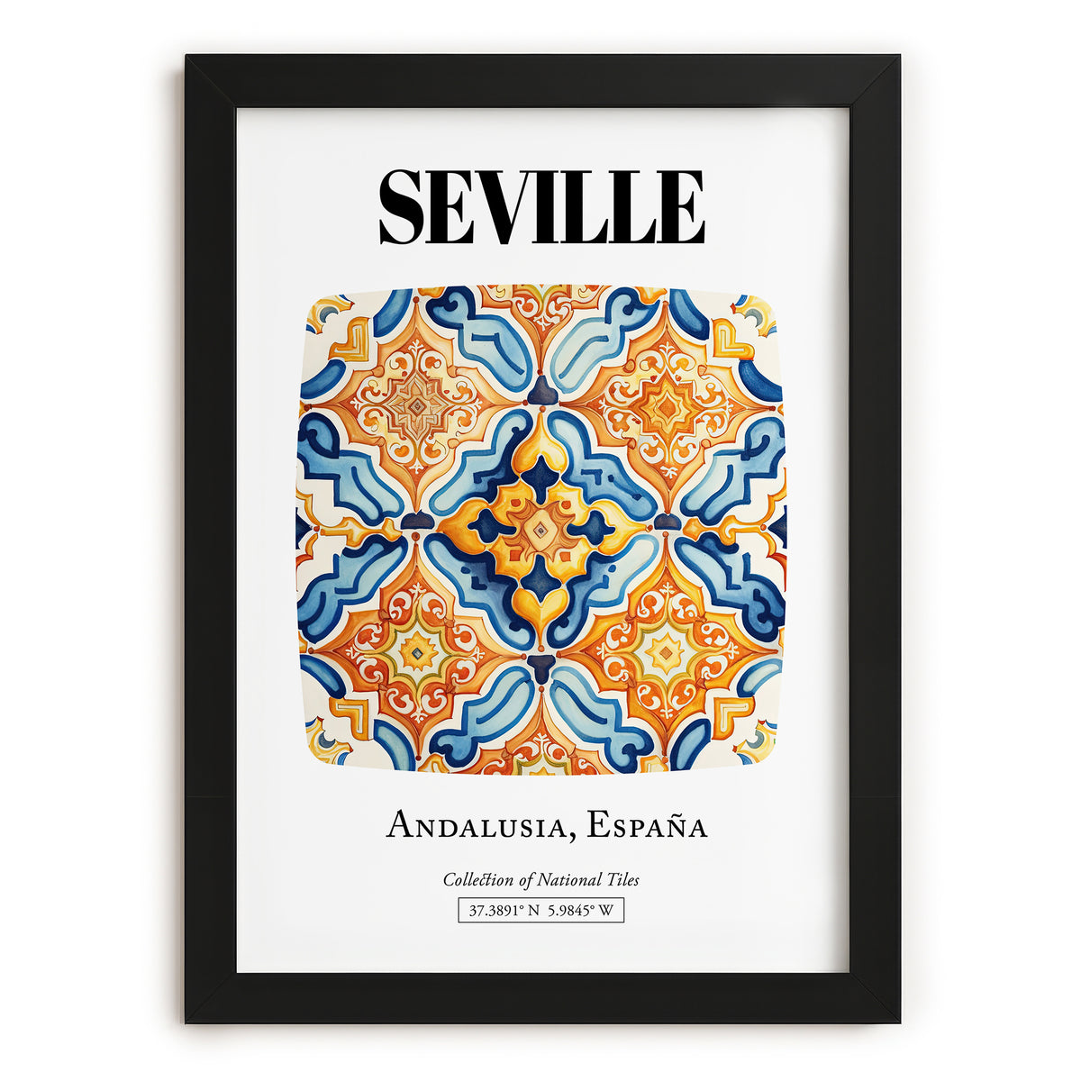Seville, Spain – Travel Poster, in sleek black frame
