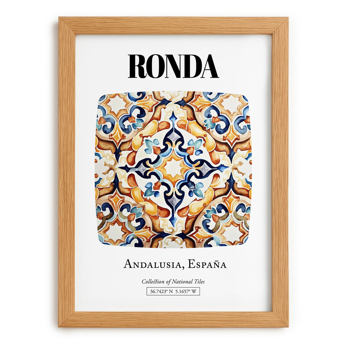 Ronda, Spain – World Heritage Travel Poster, set in oak frame