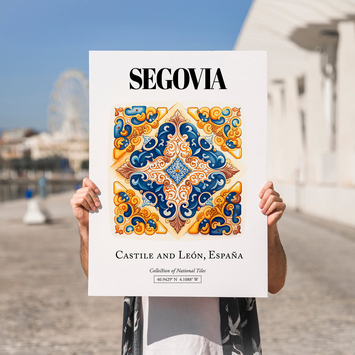Segovia, Spain – Architectural Travel Art, no-text version framed in wood