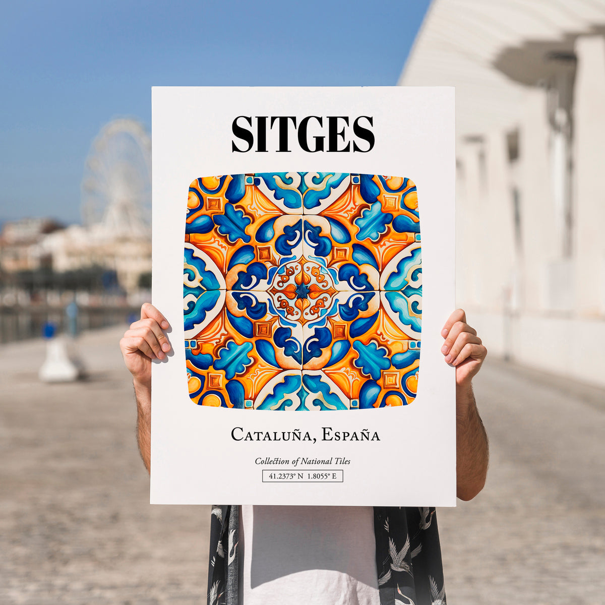 Sitges, Spain – Travel Print, no-text version framed in wood