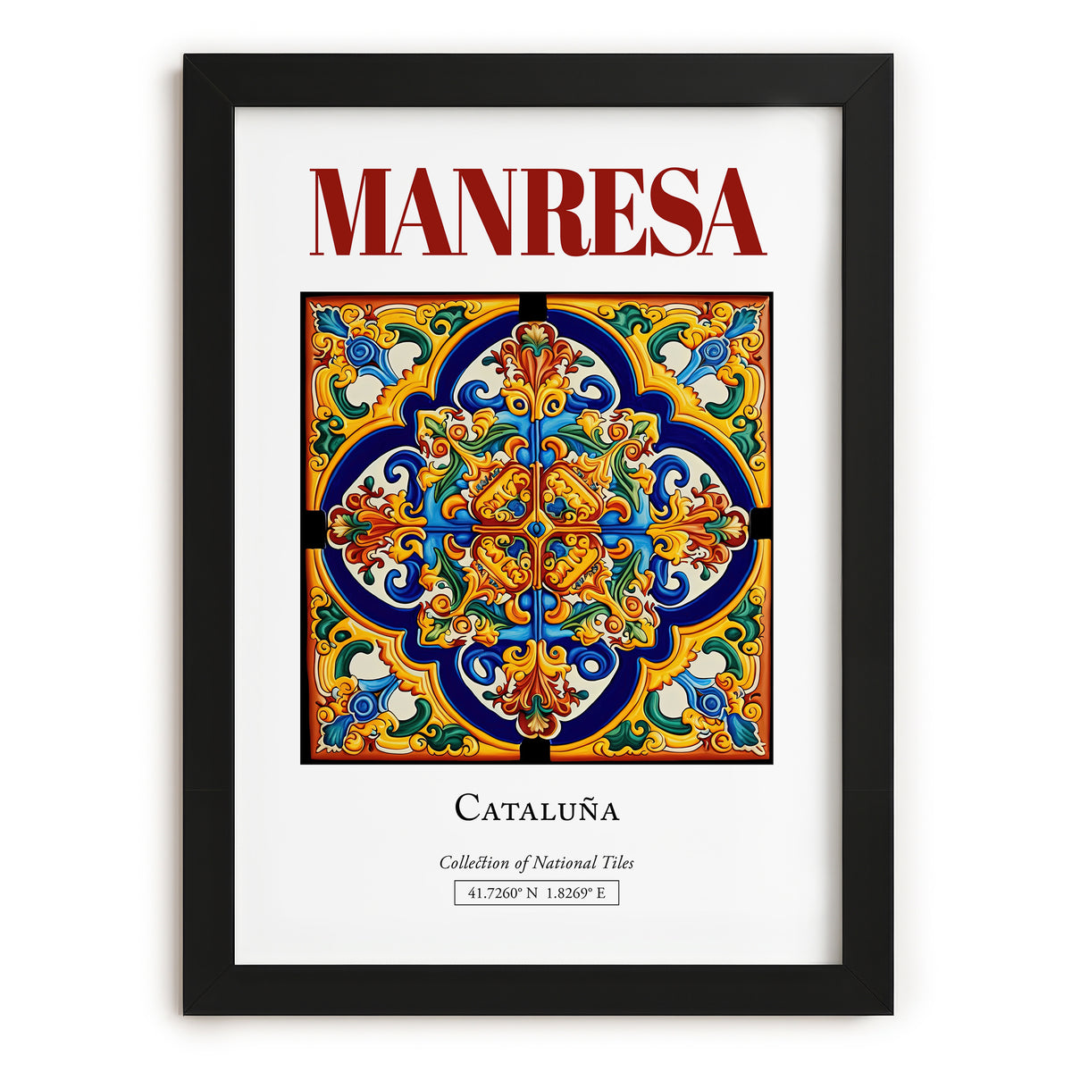 Manresa, Spain – Architectural Travel Art, in sleek black frame