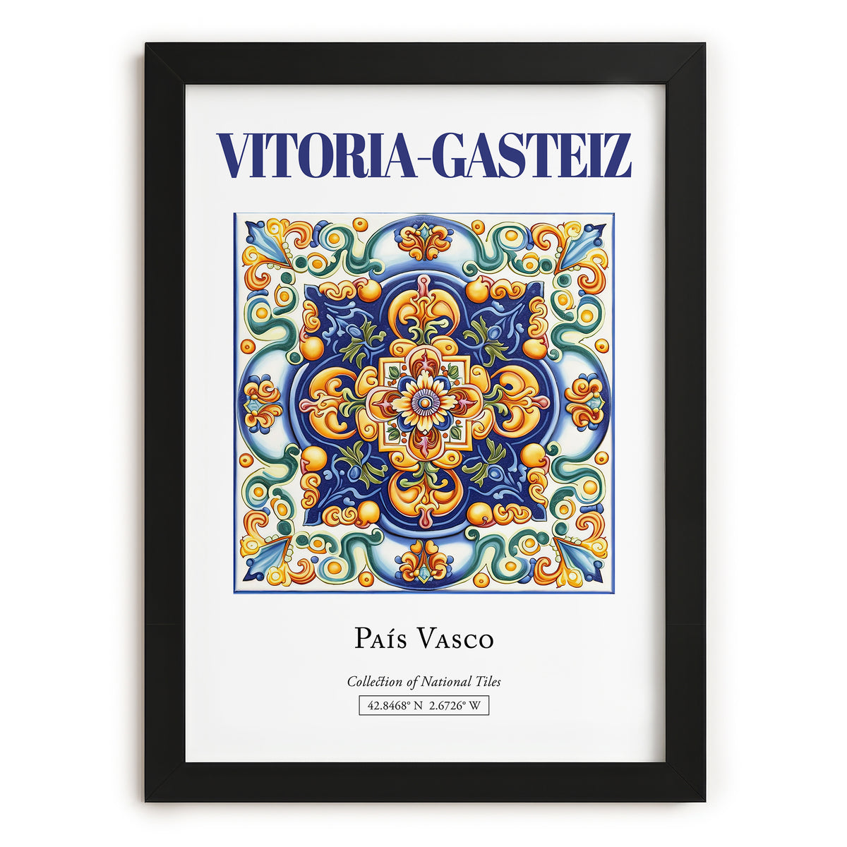 Vitoria-Gasteiz, Spain – Travel Print, in sleek black frame