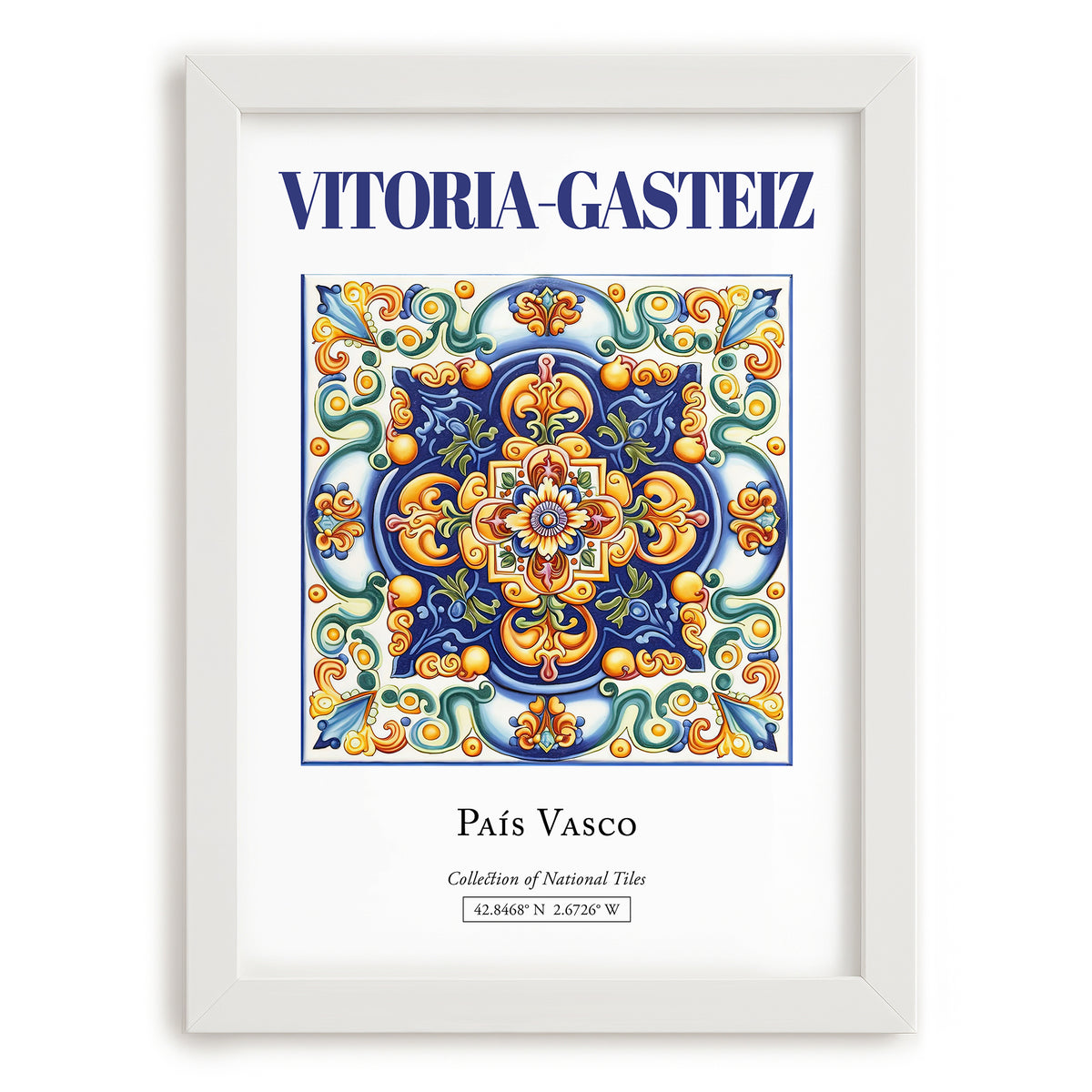 Vitoria-Gasteiz, Spain – Travel Print, placed in minimal white frame