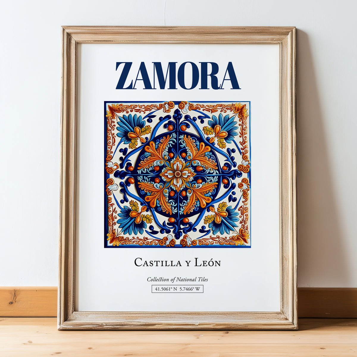 Zamora, Spain – Travel Print, in wooden frame leaning on the floor