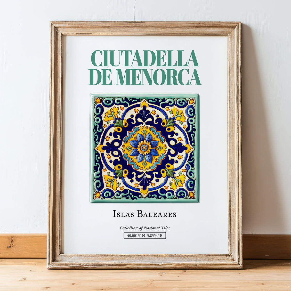 Ciutadella de Menorca, Spain – Travel Destination Art, in wooden frame leaning on the floor