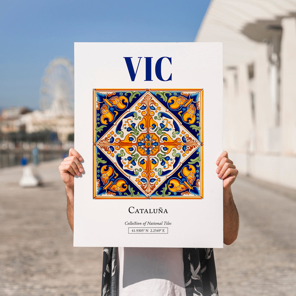 Vic, Spain – Travel Print, no-text version framed in wood