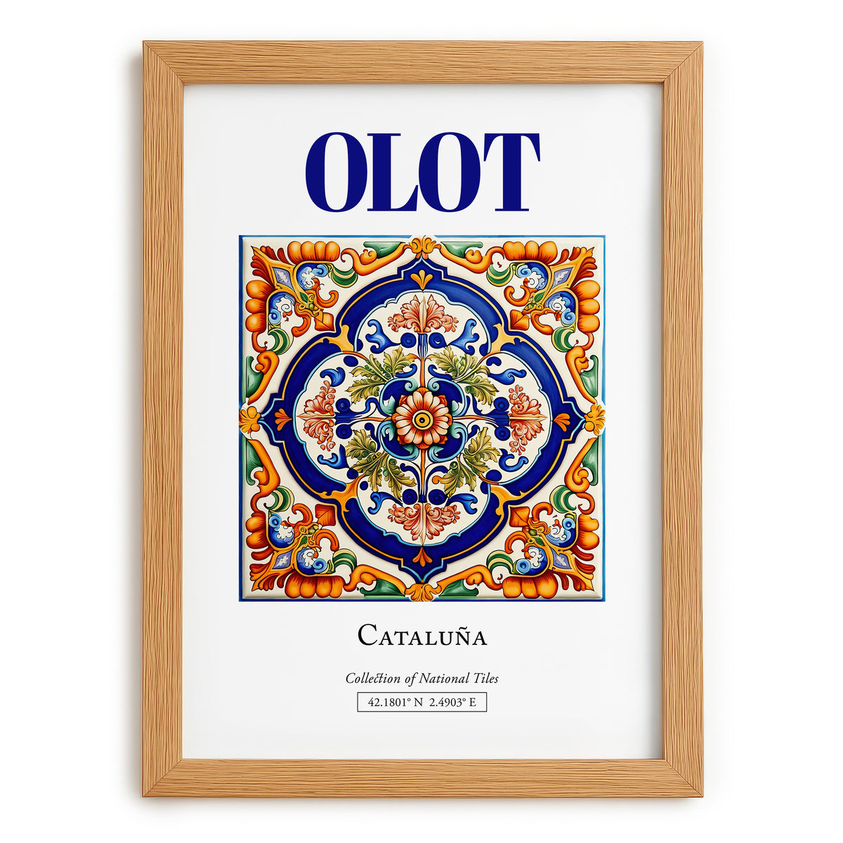 Olot, Spain – Historic Cities Art Print, set in oak frame