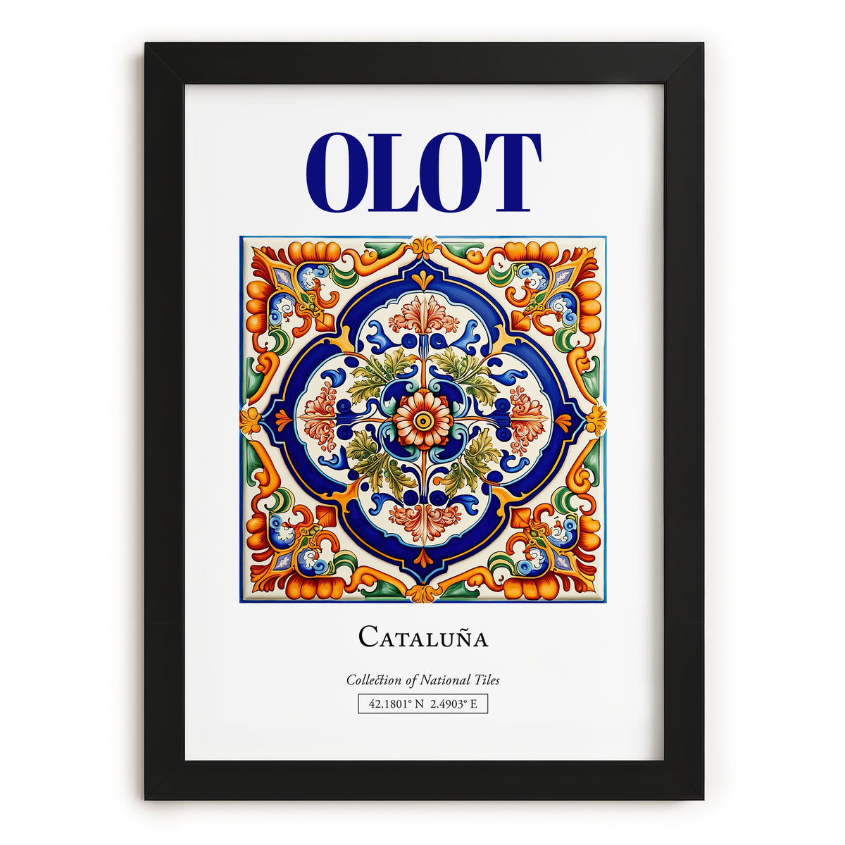 Olot, Spain – Historic Cities Art Print, in sleek black frame