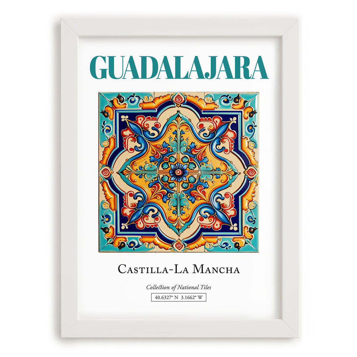 Guadalajara, Spain – Travel Wall Decor, placed in minimal white frame