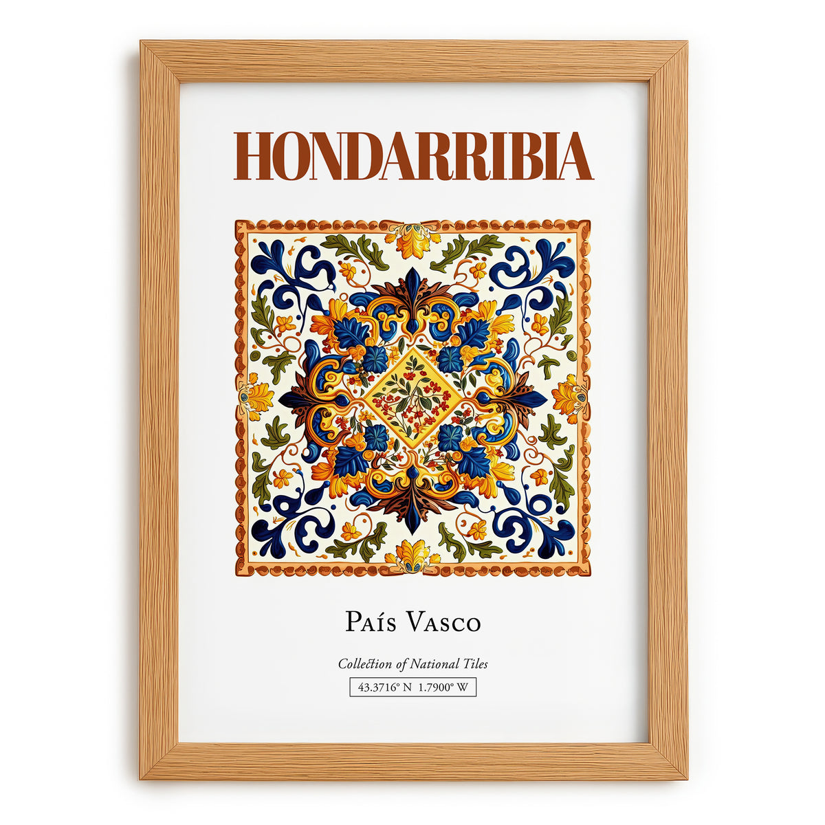 Hondarribia, Spain – Travel Poster, set in oak frame