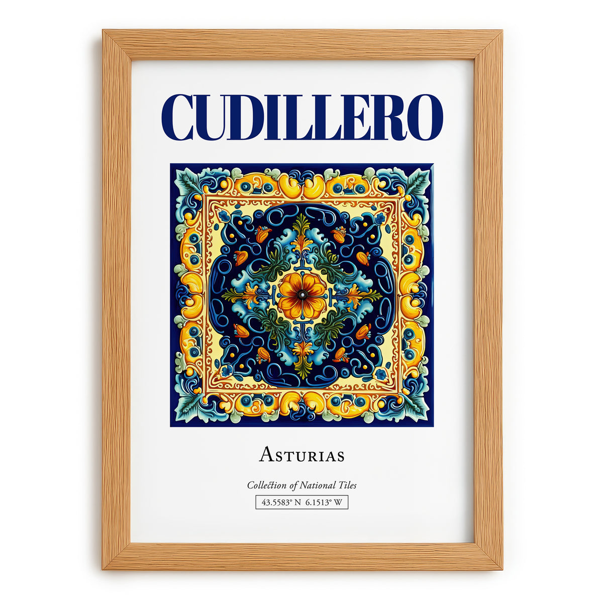 Cudillero, Spain – Travel Print, set in oak frame