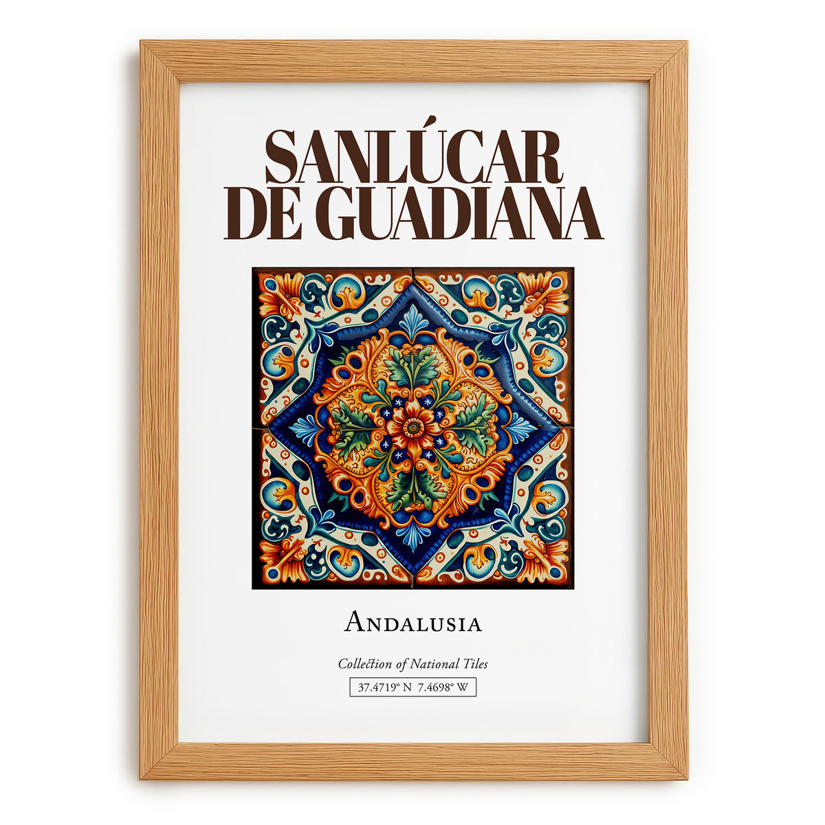 Sanlúcar de Guadiana, Spain – Travel Poster, set in oak frame