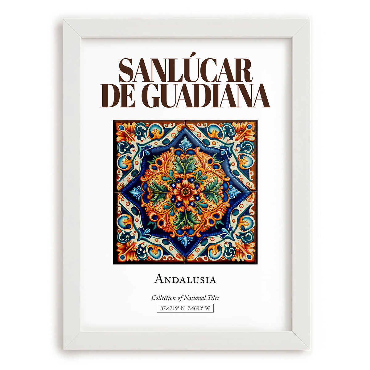 Sanlúcar de Guadiana, Spain – Travel Poster, placed in minimal white frame