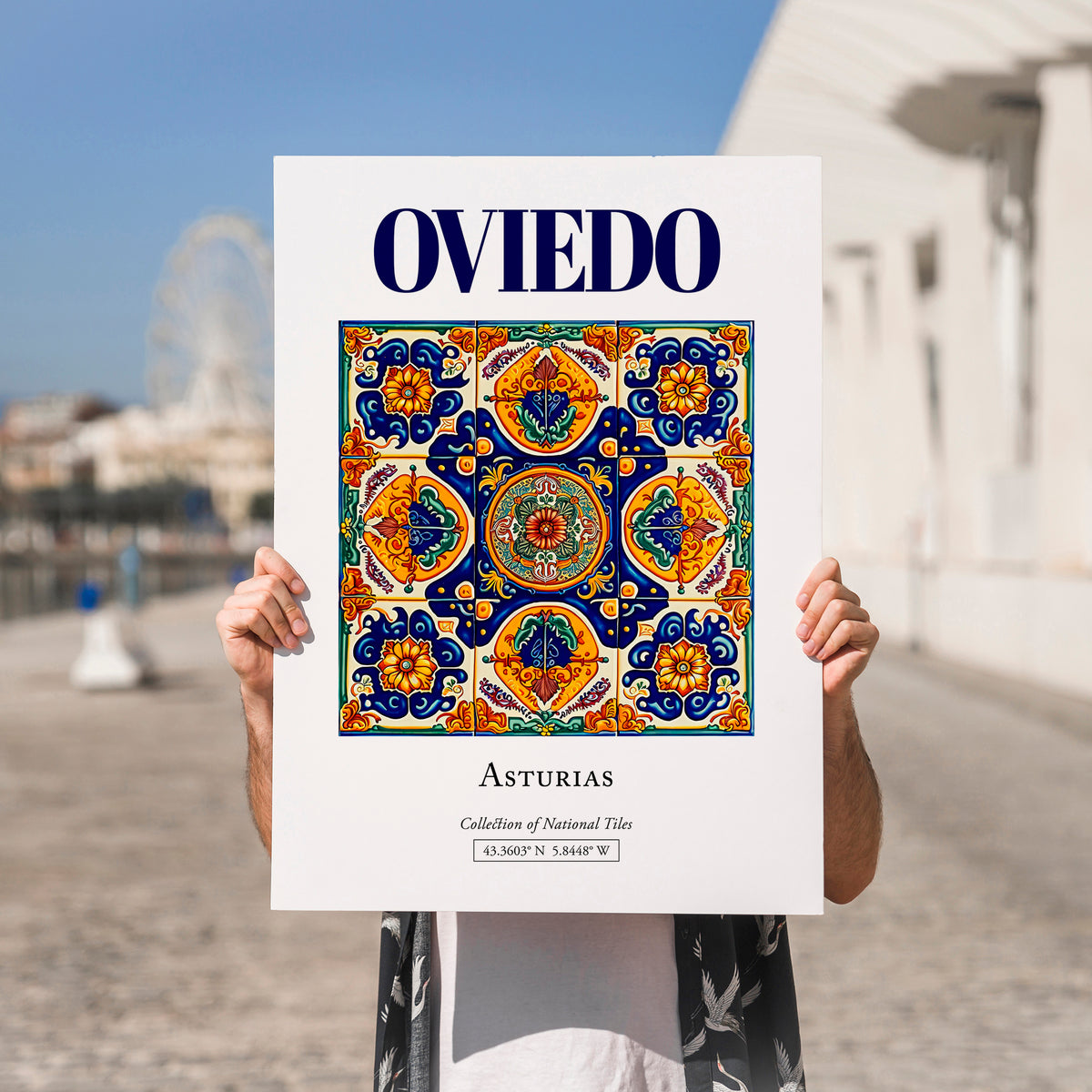 Oviedo, Spain – Global Wall Art, no-text version framed in wood