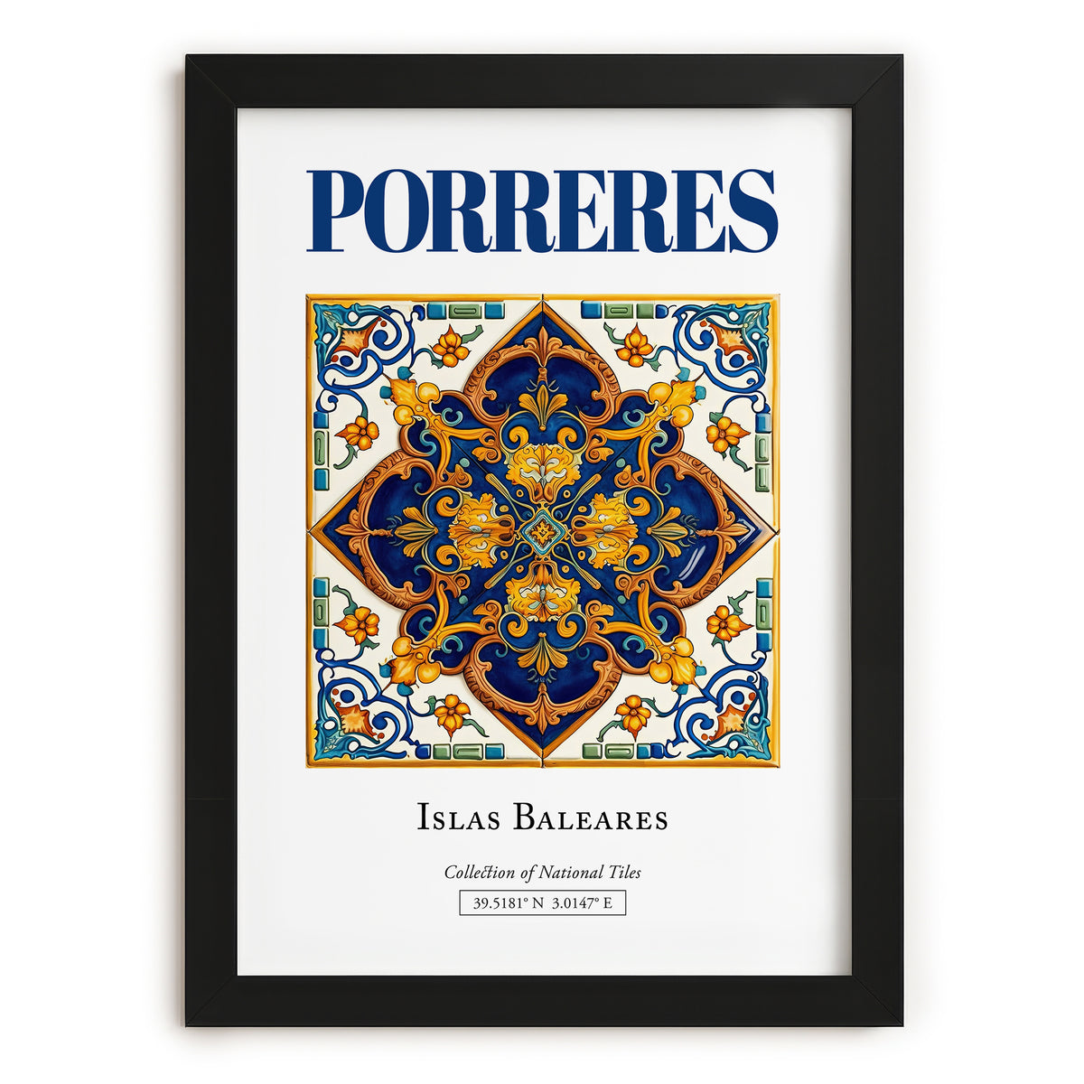 Porreres, Spain – Travel Print, in sleek black frame
