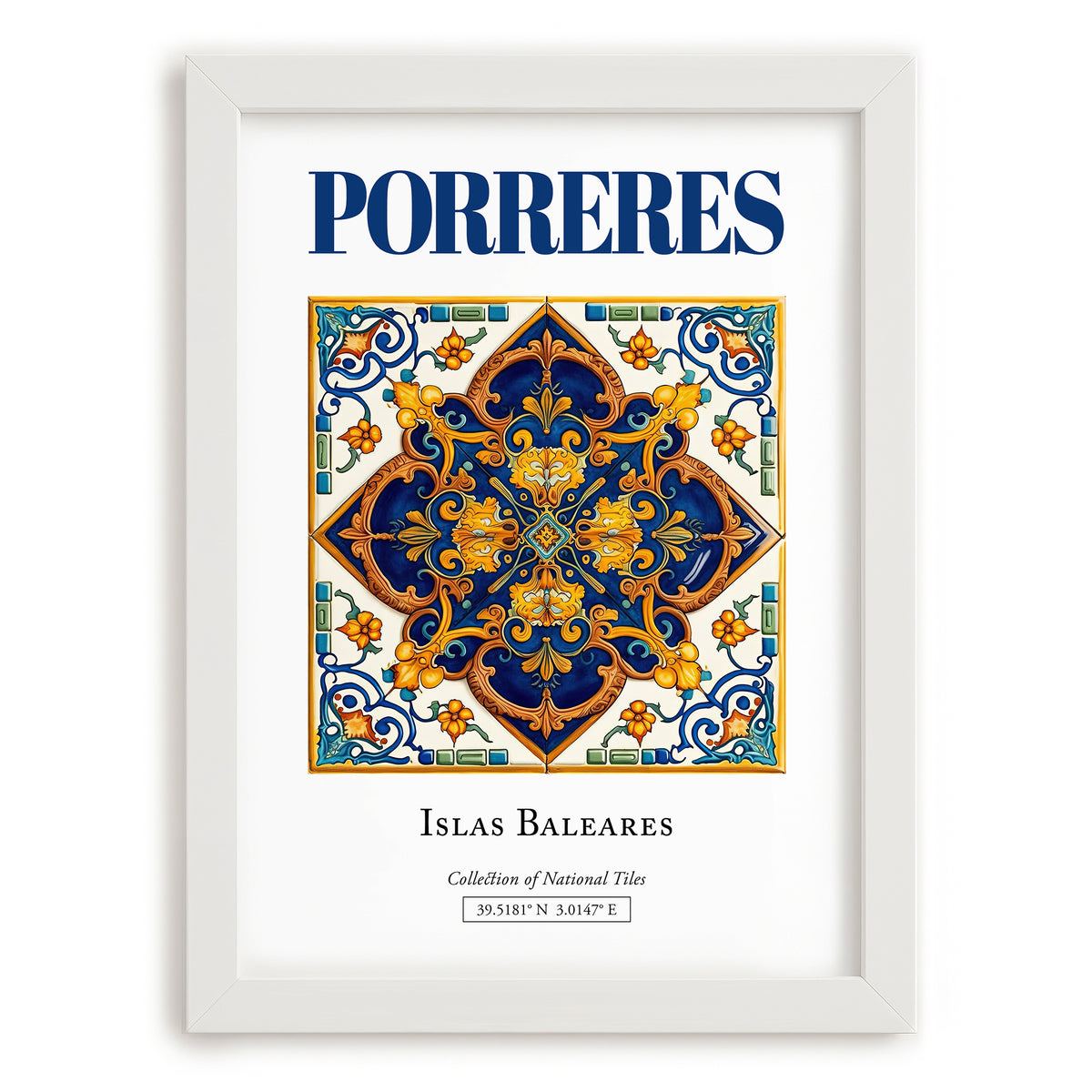 Porreres, Spain – Travel Print, placed in minimal white frame