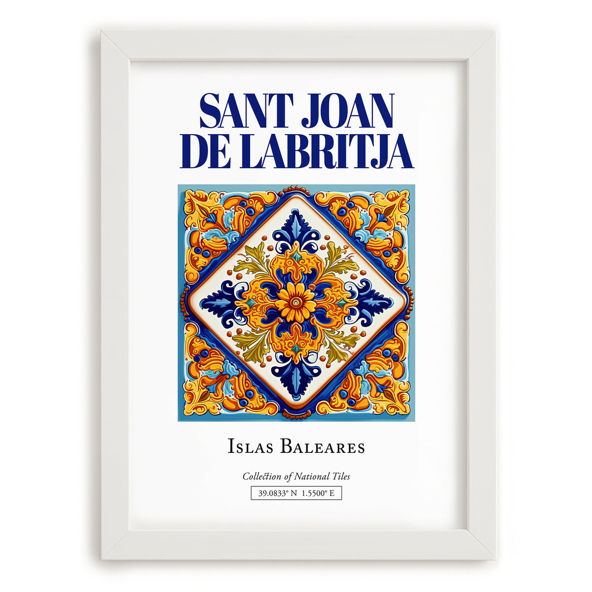 Sant Joan de Labritja, Spain – Historic Cities Art Print, placed in minimal white frame