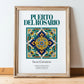 Puerto del Rosario, Spain – Minimalist Travel Print, in wooden frame leaning on the floor