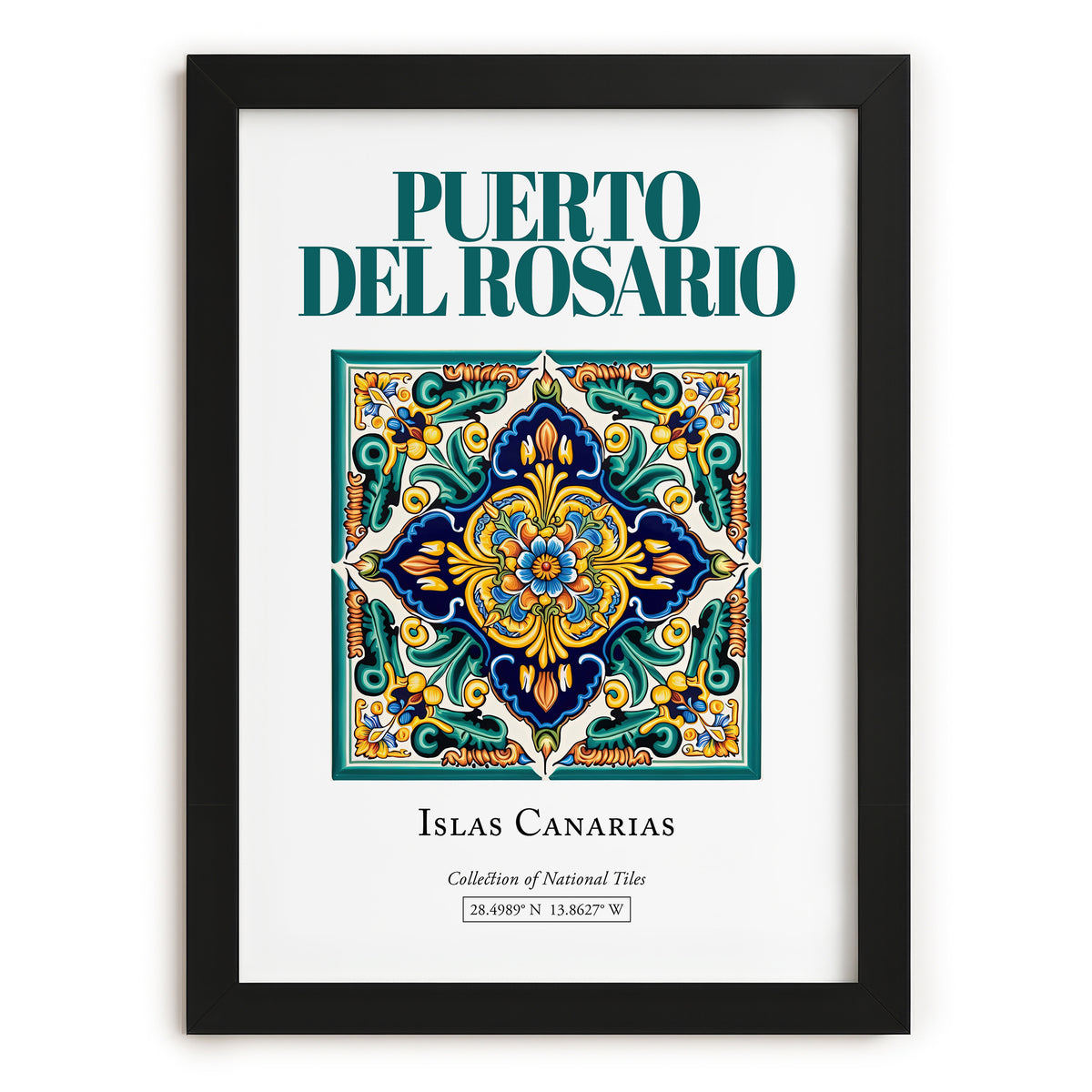 Puerto del Rosario, Spain – Minimalist Travel Print, in sleek black frame