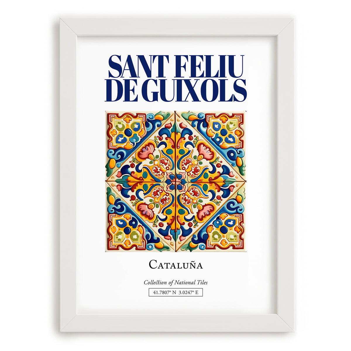 Sant Feliu de Guixols, Spain – Historic Cities Art Print, placed in minimal white frame