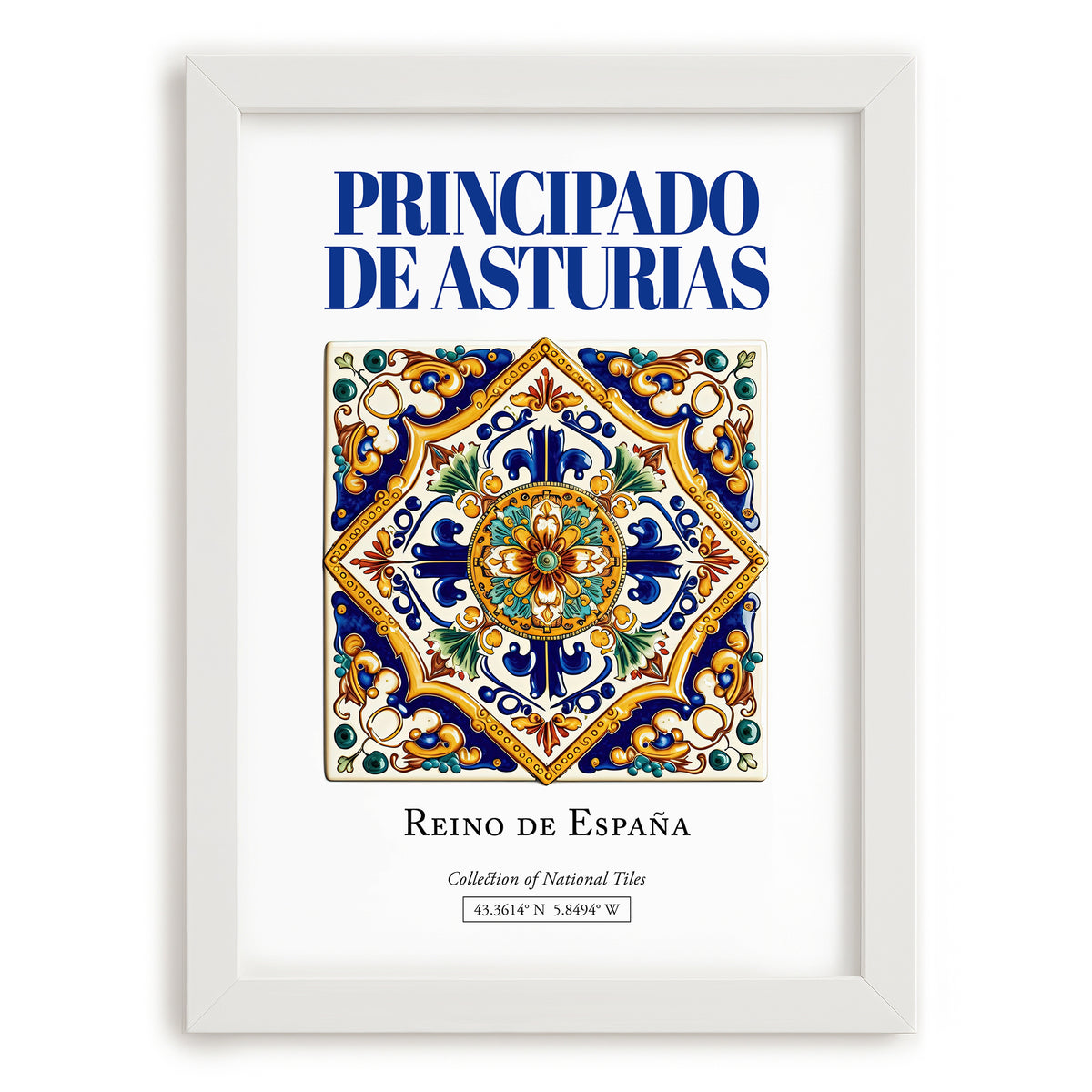 Principado de Asturias, Spain – Travel Poster, placed in minimal white frame
