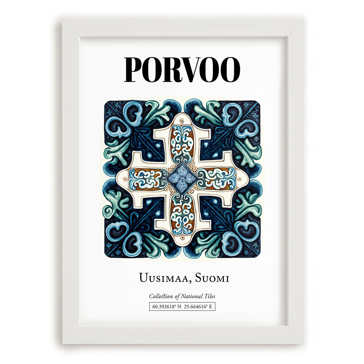 Porvoo, Finland – Historic Cities Art Print, placed in minimal white frame