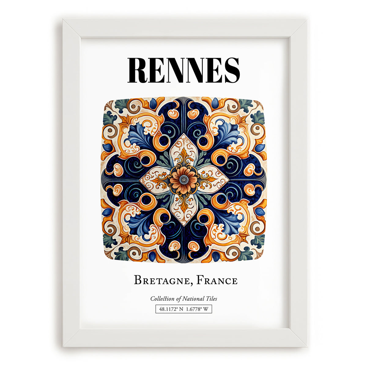 Rennes, France – National Pride Wall Decor, placed in minimal white frame