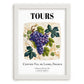 Tours, France – Cityscape Wall Art, placed in minimal white frame