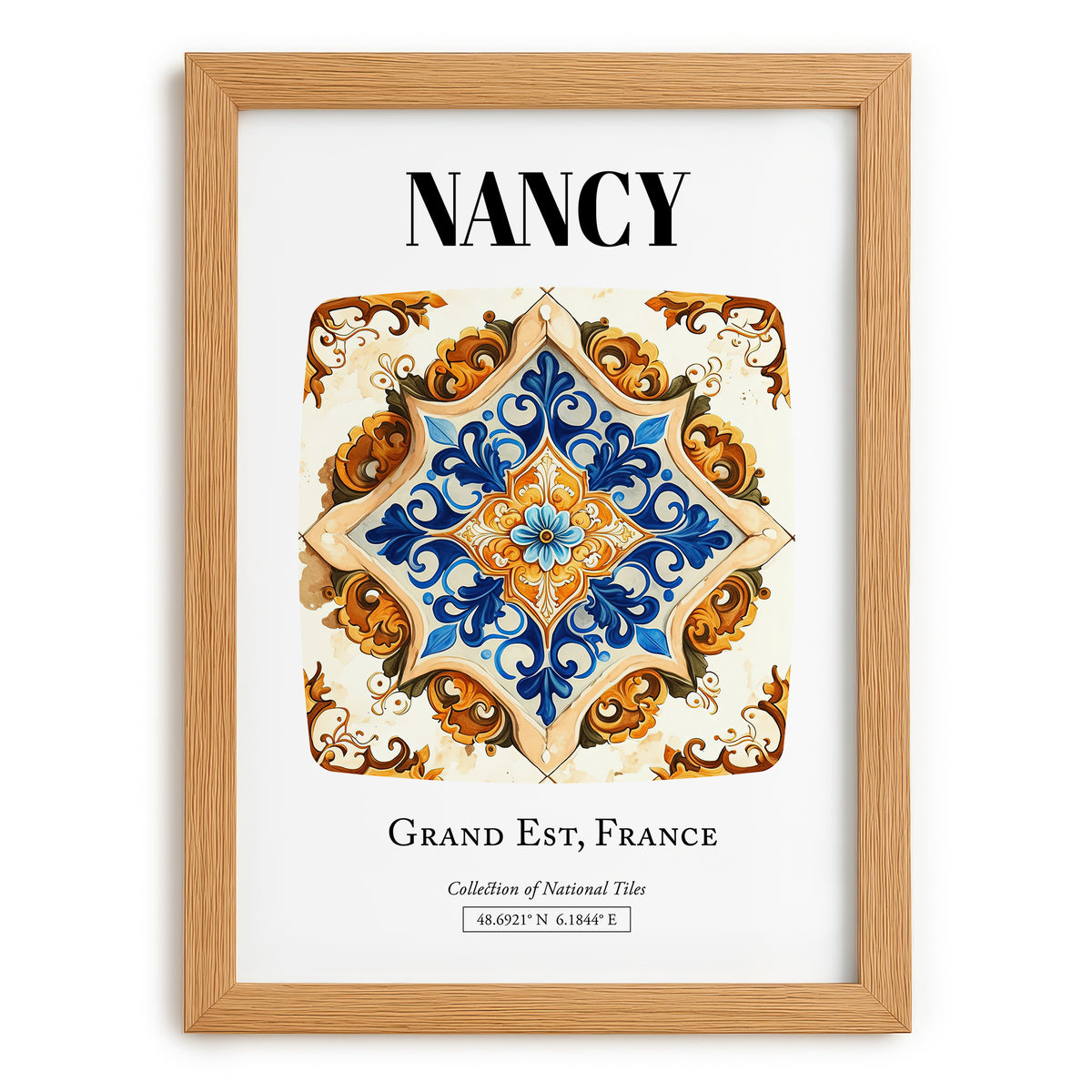 Nancy, France – Travel Poster, set in oak frame