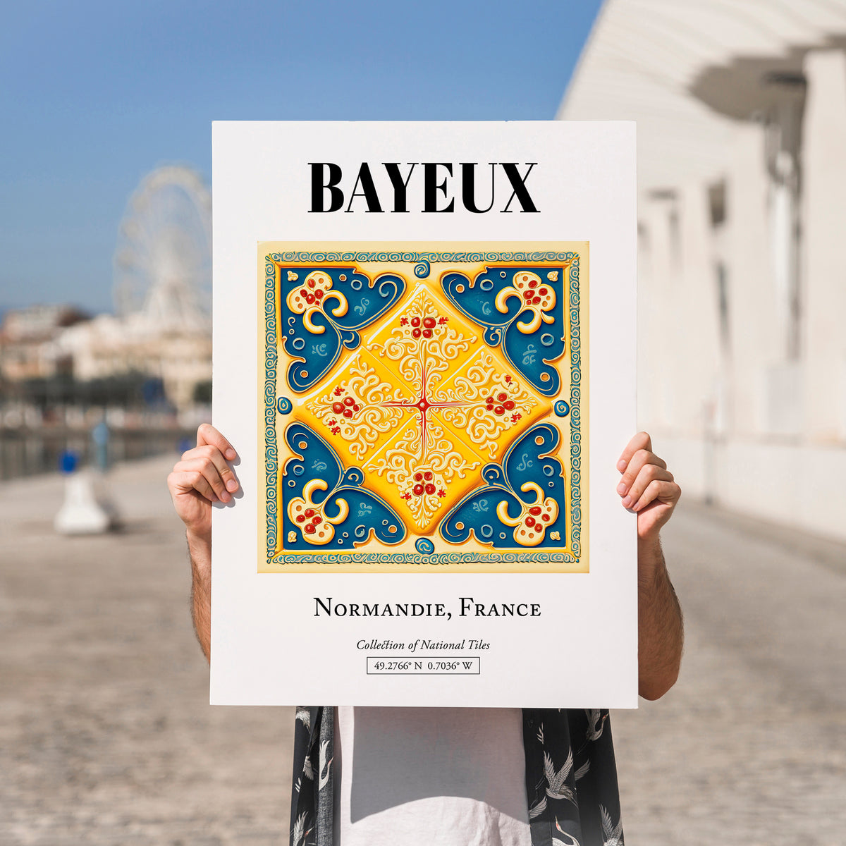 Bayeux, France – Wanderlust Wall Decor, no-text version framed in wood