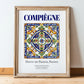 Compiègne, France – Vintage Travel Poster, in wooden frame leaning on the floor