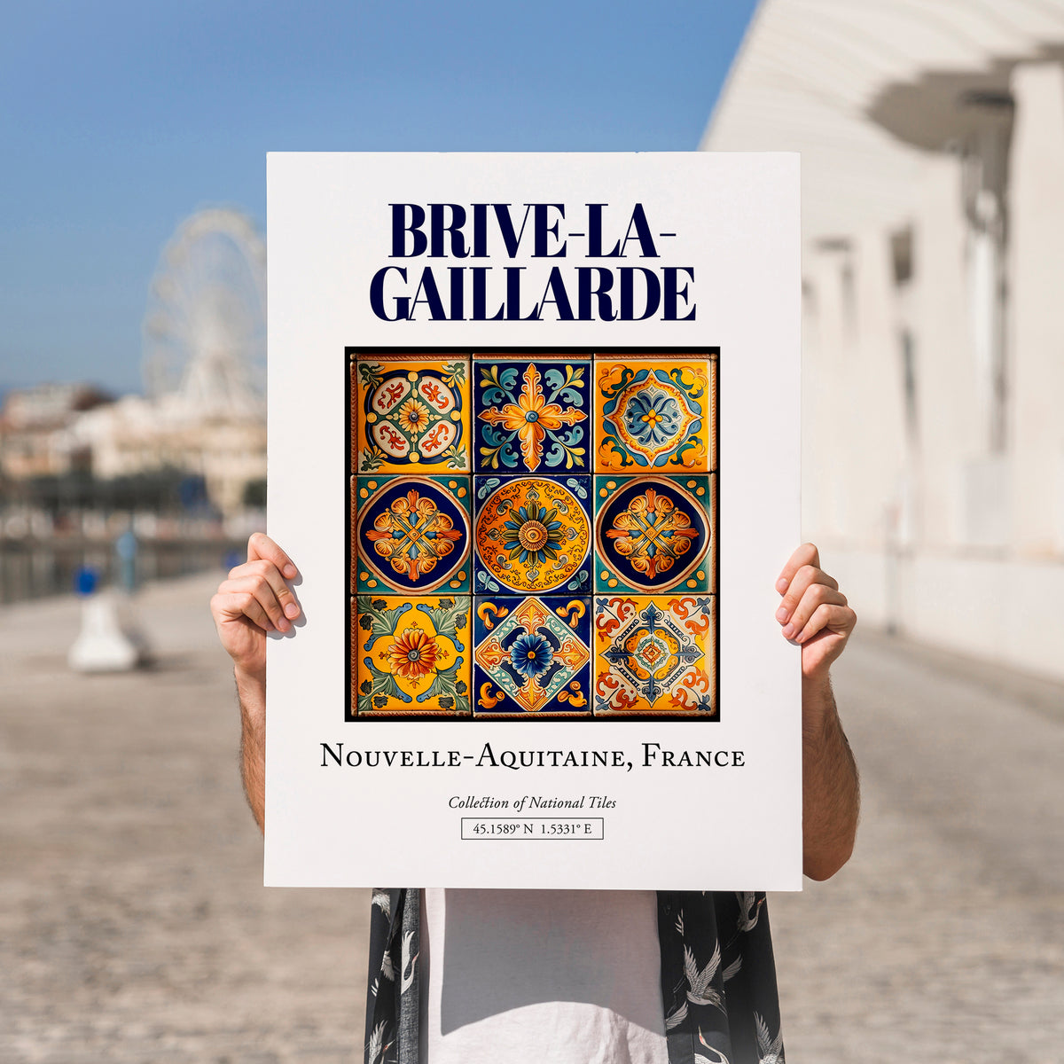 Brive-la-Gaillarde, France – Travel Print, no-text version framed in wood
