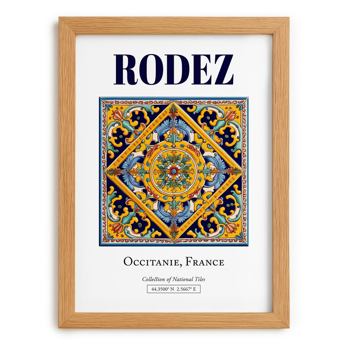 Rodez, France – Travel Print, set in oak frame