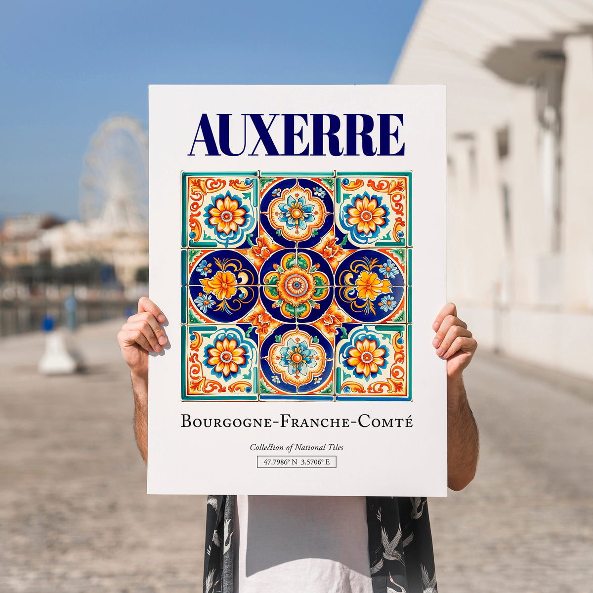 Auxerre, France – Travel Memories Wall Print, no-text version framed in wood