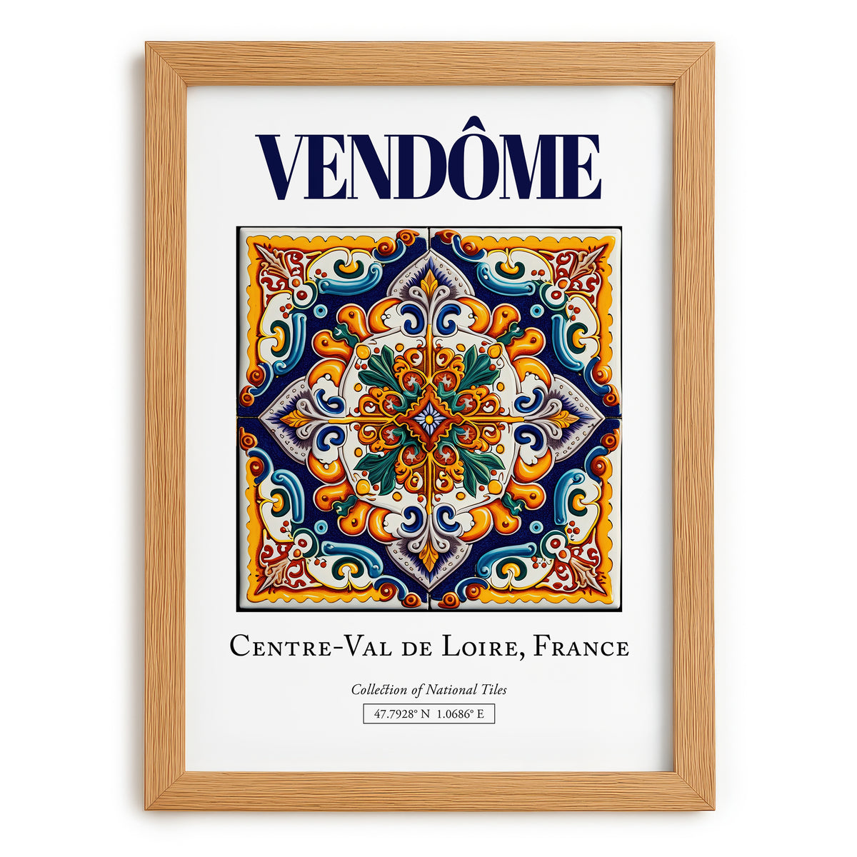 Vendôme, France – Travel Poster, set in oak frame
