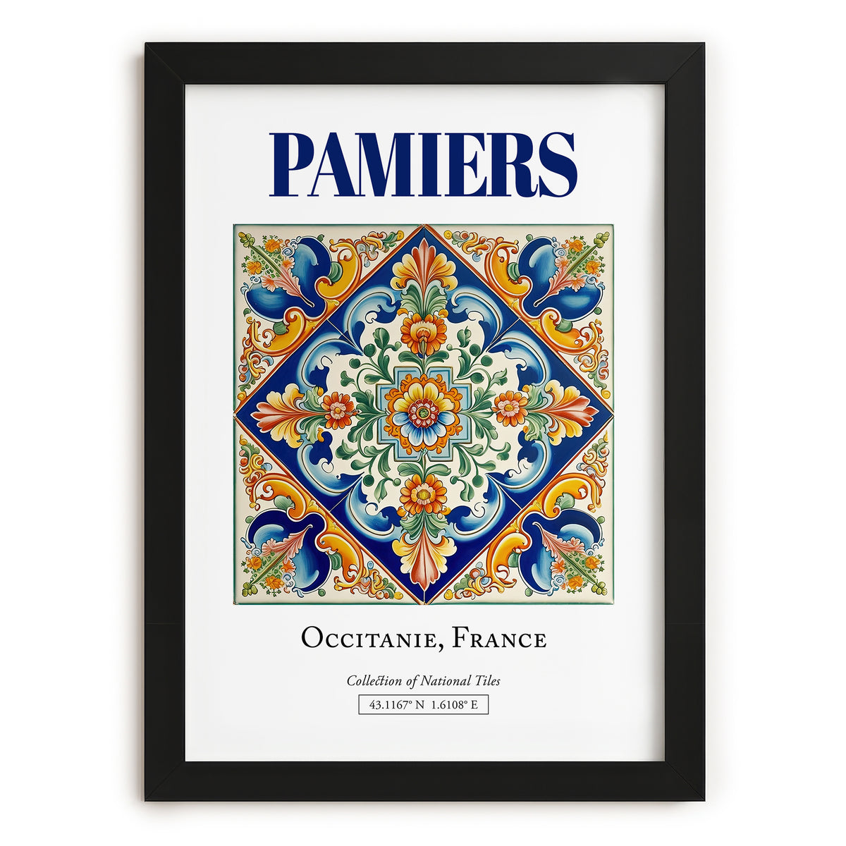 Pamiers, France – Travel Wall Decor, in sleek black frame
